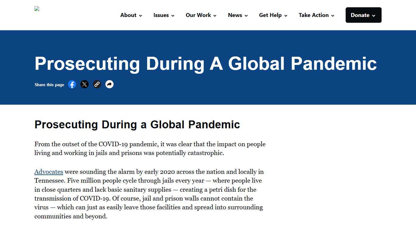 Prosecuting During A Global Pandemic - ACLU of Tennessee