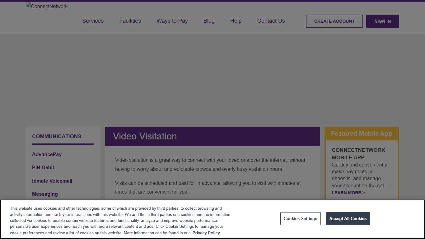 ConnectNetwork Video Visitation Easy face-to-face communication
